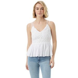 New Jessica Simpson White Luna Floral Crochet Cami Camisole Tank Top Shirt XS🤍